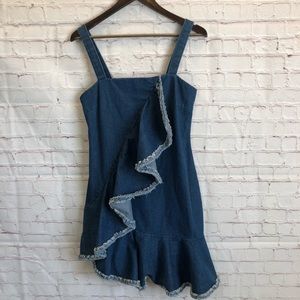 Do + Be Ruffled Strap Denim Dress